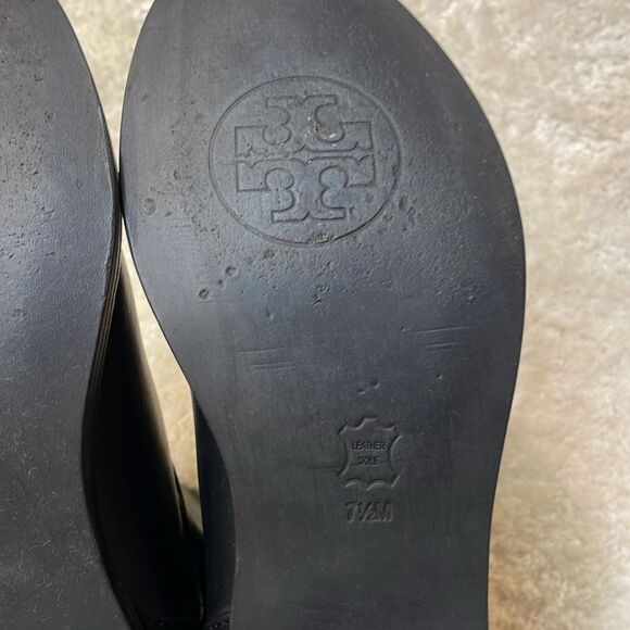 Tory Burch Black Leather Moto Boots Buckle Strap Ankle/Mid-Calf Boots Sz 7.5 - Picture 14 of 16